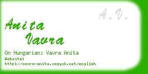 anita vavra business card